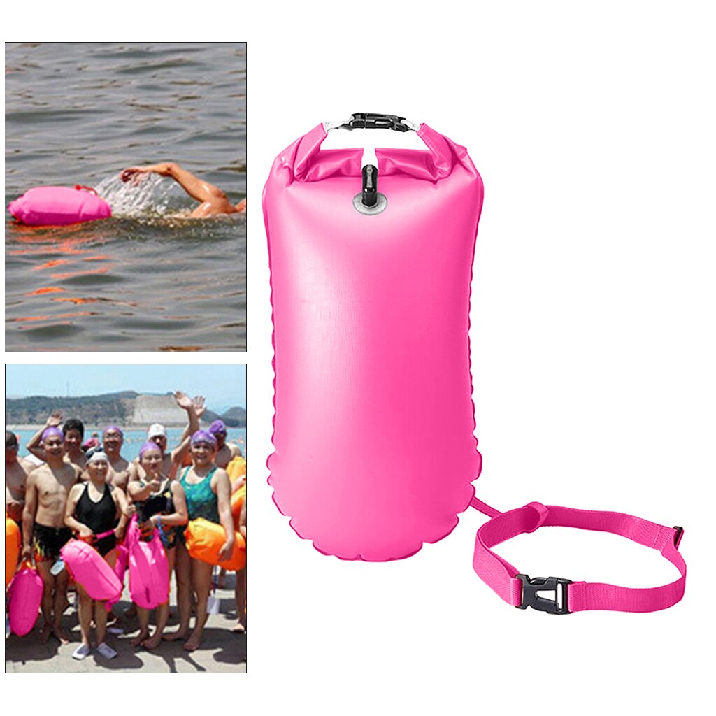 Waterdichte Veiligheid Zwemmen Boei Dry Bag Opblaasbare Apparaat Voor Open Water Zee Zwembad Surfen Snorkelen: 20L Pink 27x63cm