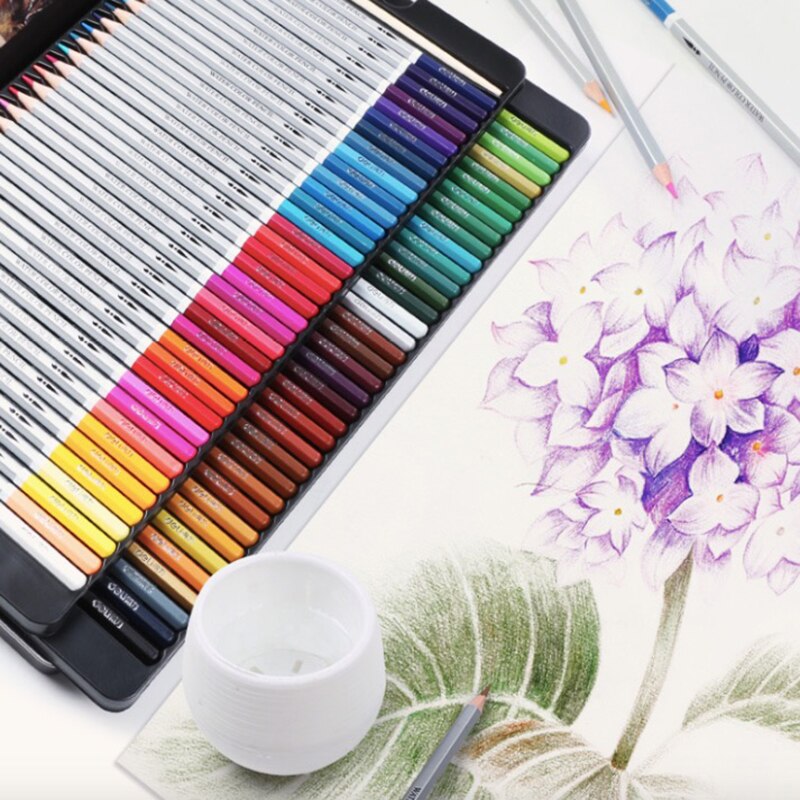 DELI Potlood Set Water Kleur Wax Potloden Pennen Pastel Voor Tekening Schilderen Kleurpotloden Briefpapier Kantoor School Art Supplies Lapices