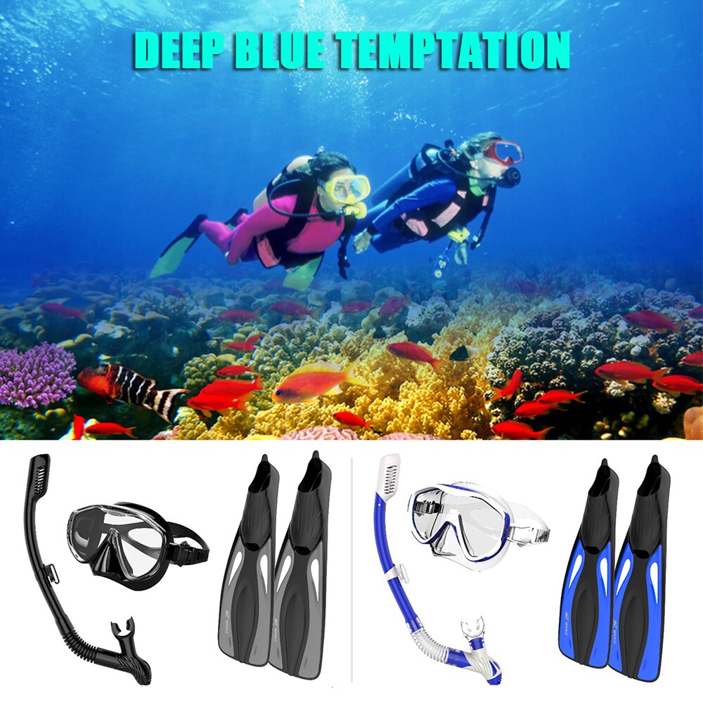 Snorkelbril, flippersset, duikmaskerset, snorkelbril, zwemvinnen, adembuis, uitrustingspakket