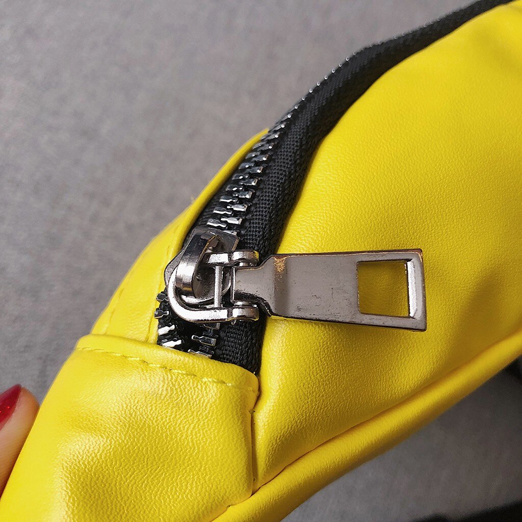 Funny Women PU Leather Zipper Waist Pouch Waterproof Sports Running Belt Bag Bum Waist Packs