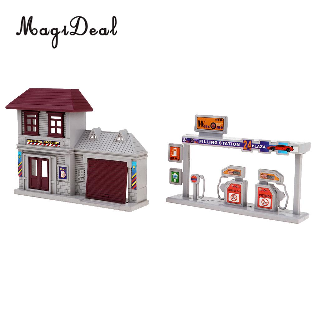 1:87 Scale Gas Station Simulation Layout HO Gauge Building Model Kit Diorama