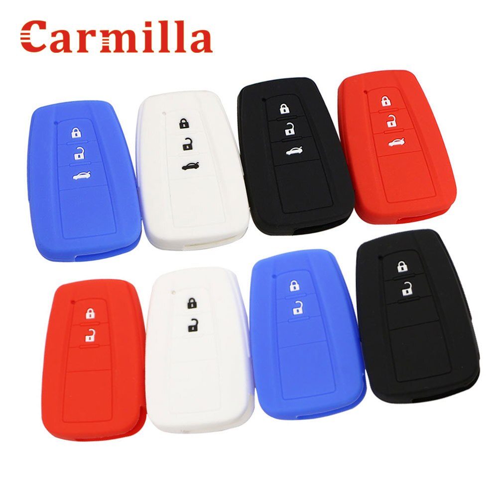 Carmilla Silicone Car Key Fob Cover Case for Toyota CHR C-HR Camry Prius Prado - 2 3 Buttons Remote Keyless