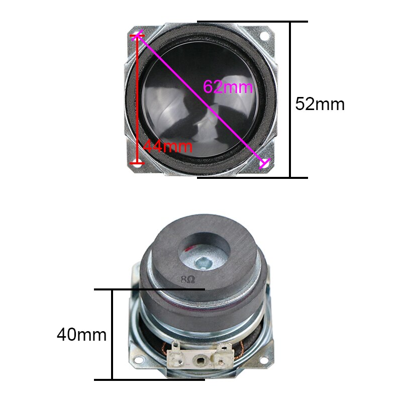 2 Inch 15W Volledige Range Subwoofer Speaker 8ohm Pp Wastafel Reflexed Doek Rand Dubbele Magnetische Lange Slag Desktop Diy 1Pairs