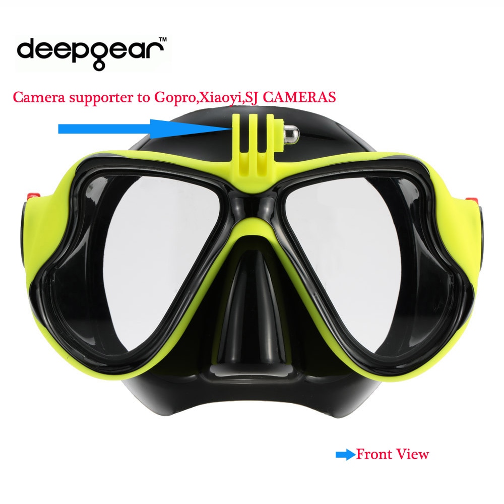 Deepgear scuba diving mask Deep sea dive mask Underwater swimming snorkel gears Top black silicon adult camera mount scuba mask