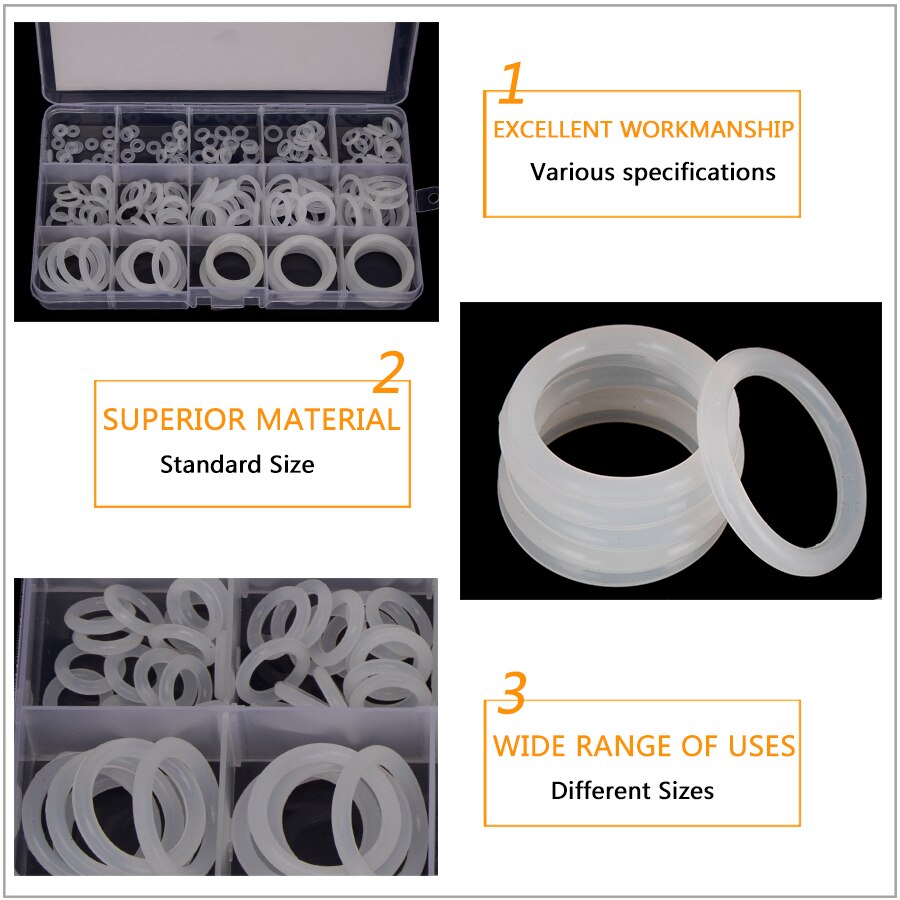 150-225pcs silikonowe VMQ białe uszczelniające o-ringi OD 6mm-35mm CS1mm 1.5mm 1.9mm 2.4mm 3.1mm trwała uszczelka O pierścienie zestaw asortymentowy S5