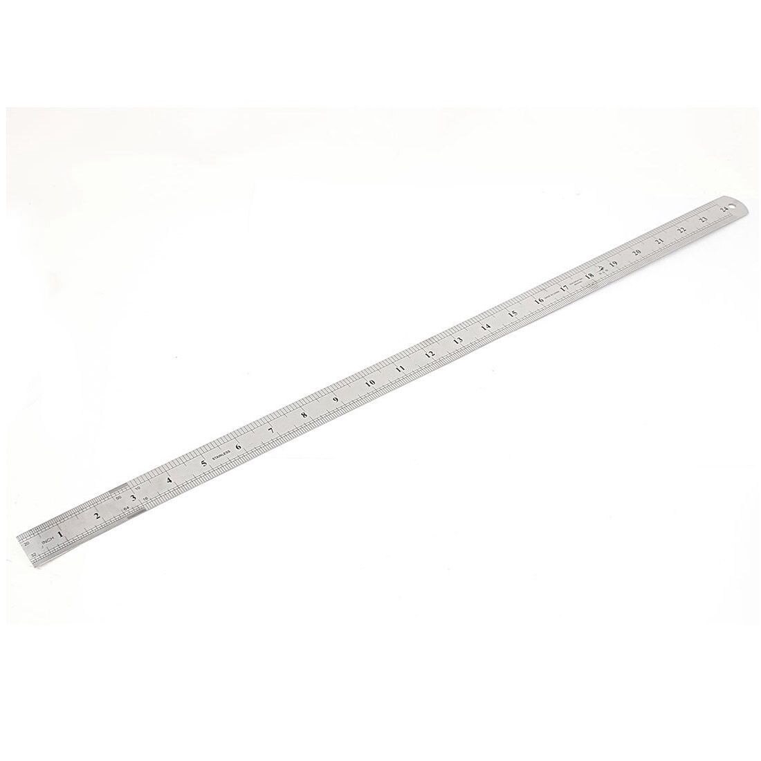 Stainless Steel Double Side Measuring Straight Edge Ruler 60cm/24", Silver