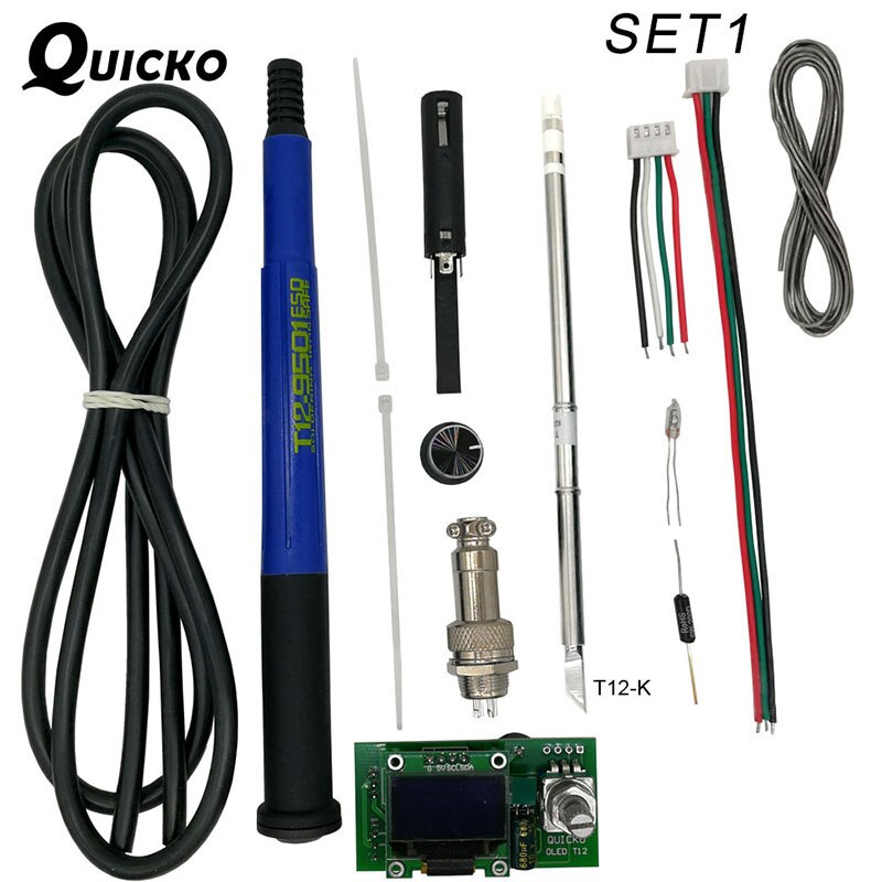 QUICKO Temperature adjust T12 STC OLED Controller Digital Soldering Iron Station welding Display panel Apply to HAKKO T12 tips: Set 1