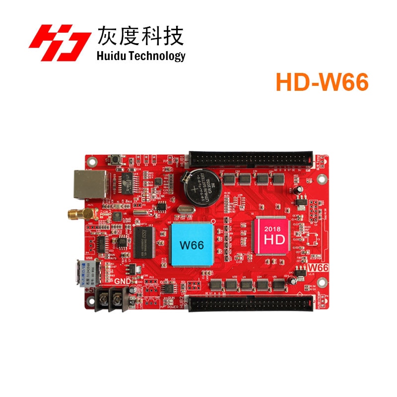 Huidu HD-W66 2*50 Pin 2048*512 Wifi Usb Enkele Kleur Dual Kleur Zeven-Kleur Led Display controller