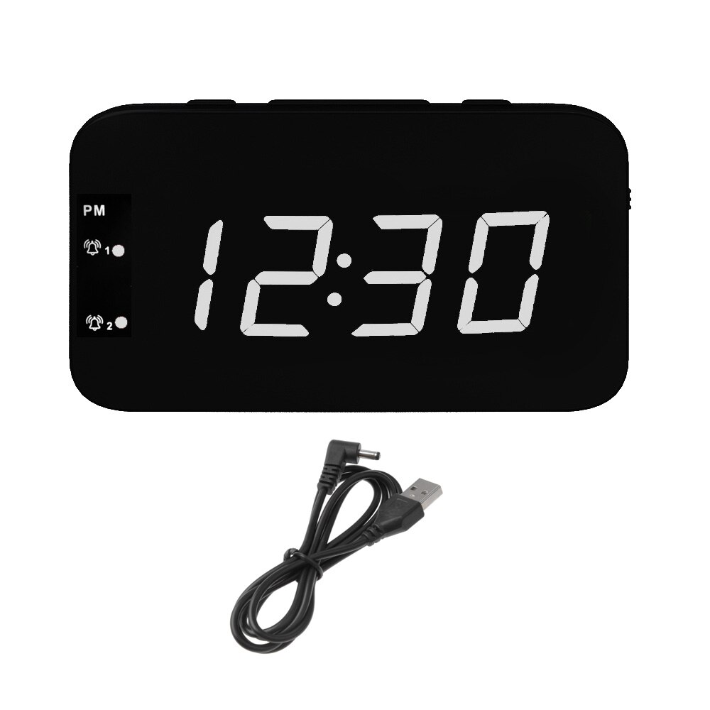 Digital alarm clock dimmable brightness alarm clock 12/24Hr snooze bedroom digital display: White