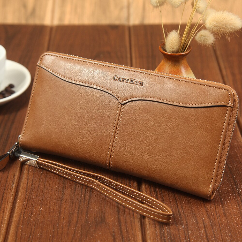 Catei Karrui Men's wallet business casual large-capacity clutch bag soft oil wax leather multi-card mobile phone bag