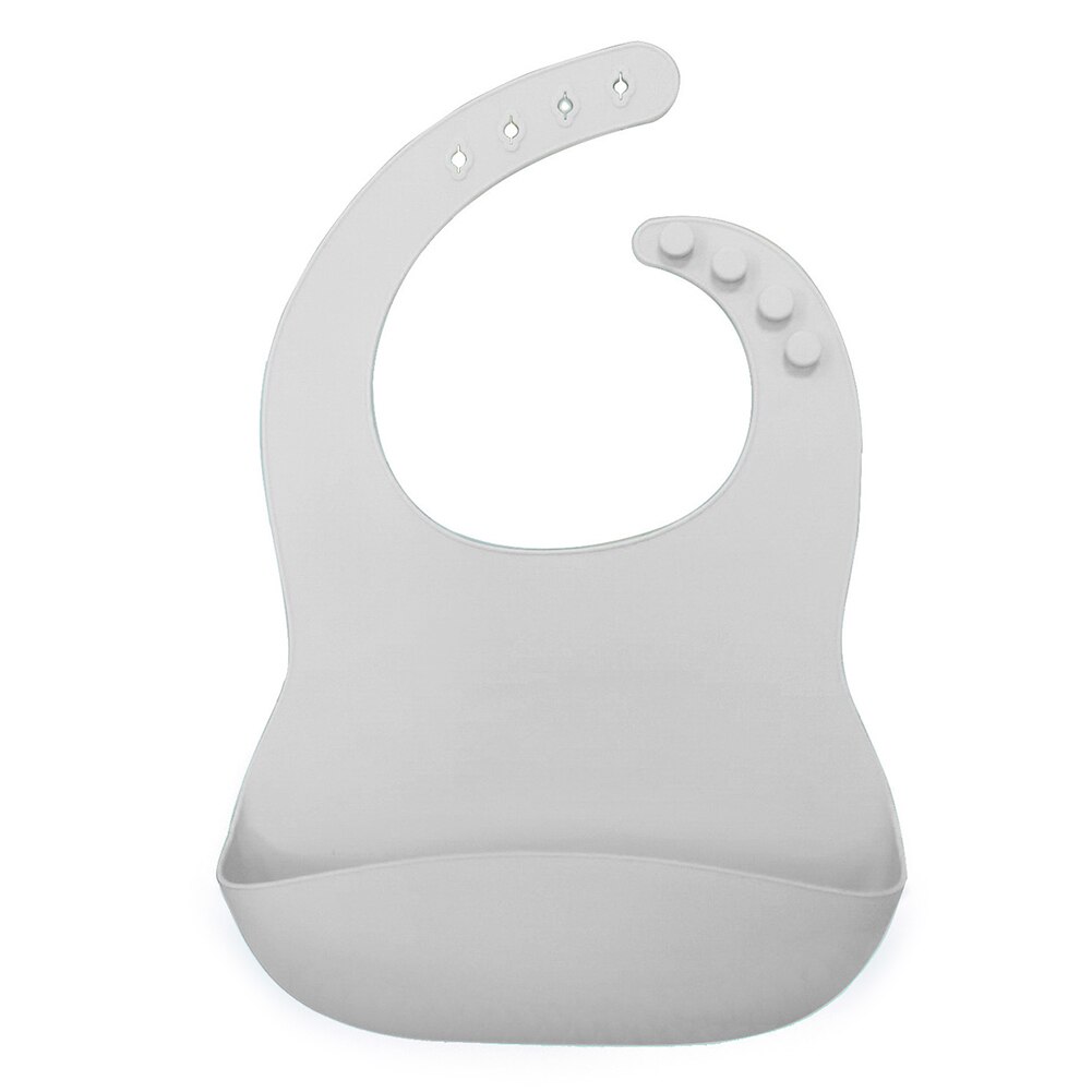 Effen Kleur Baby Siliconen Waterdicht Bib Met Zakken Feeding Speeksel Handdoek Schort Ontworpen Met Een Diepe En Brede Kruimelvanger: Grey