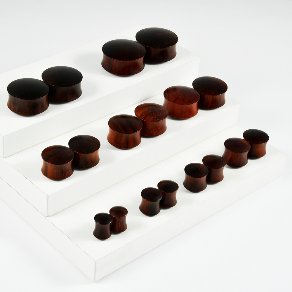 1 COPPIA Orecchio in legno Doppio svasato Tappi tunnel per l'orecchio Spina Espansore per carne Calibro Barelle Orecchini Uomo Gioielli penetranti per il corpo 8mm-25mm