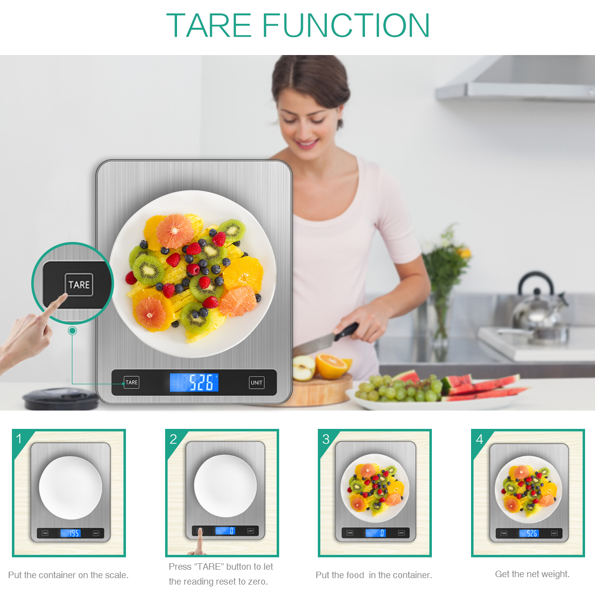 Báscula de cocina Digital de 20Kg/1g, balanza alimentada por USB, báscula de alimentos multifunción para hornear, cocina, báscula electrónica de pesaje para el hogar