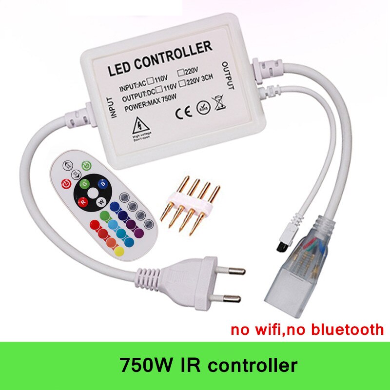 Regulador de intensidad con Bluetooth para música, controlador WIFI de 110V, 220V, 750 V, 1500W, para luz de 5050 Tira de LED RGB de neón, aplicación para IOS/Android: 750W IR / 220V EU plug