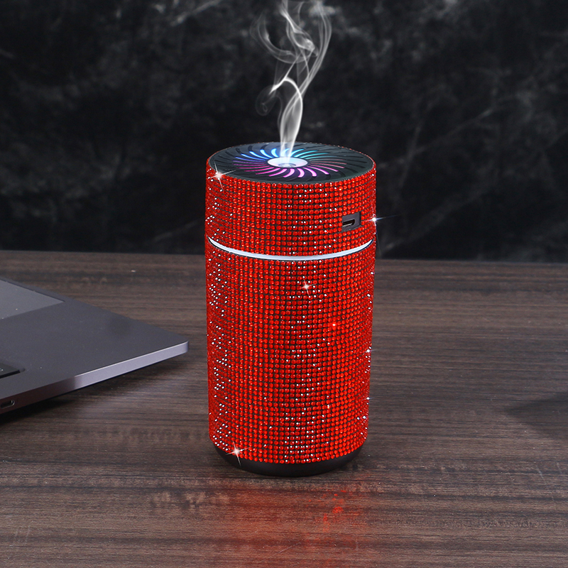 Luxe Glanzende Auto Diffuser Luchtbevochtiger Met Led Licht Diamant Auto Luchtreiniger Diffuser Luchtverfrisser Bling Auto Accessoires: Rood