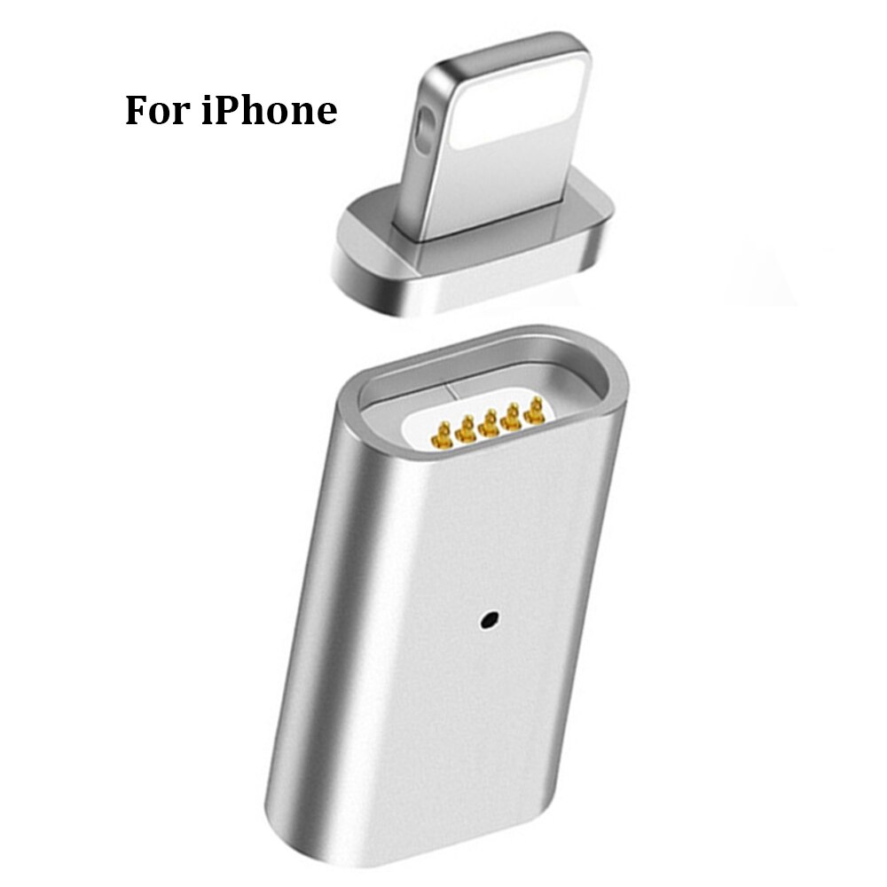 Magnetische Usb Adapter Man-vrouw Micro Usb Naar Voor Iphoneios Android Type Usb C 8 Pin 3in1 Datakabel converter Adapter: Silver For iphone
