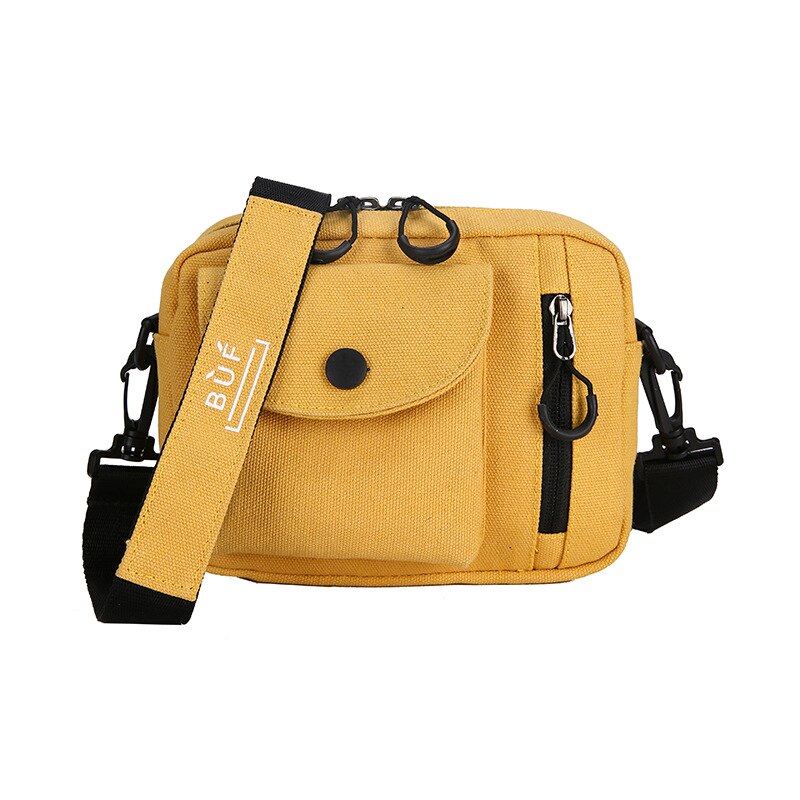 Dames Canvas Handtas Koreaanse Mini Student Mobiele Telefoon Zakje Eenvoudige Kleine Messenger Bag Schoudertas Casual Leuke Messenger Bag: YELLOW