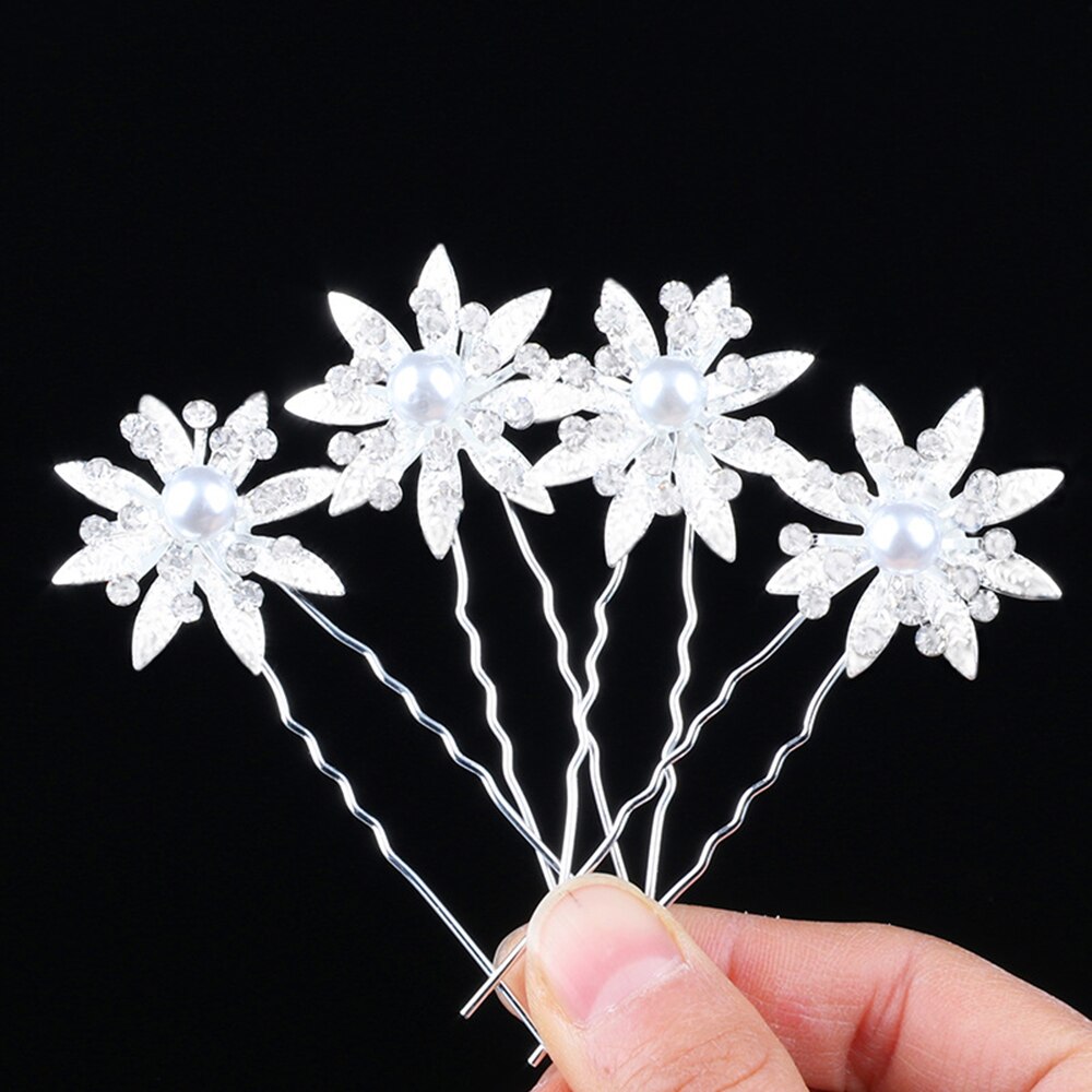 5pcs Flower Hairpins Hairstyles Wedding Bridal Hair Pins Hair Jewelry Accessories Hairwear Girls Hair Clips For Women: 5pcs A	white