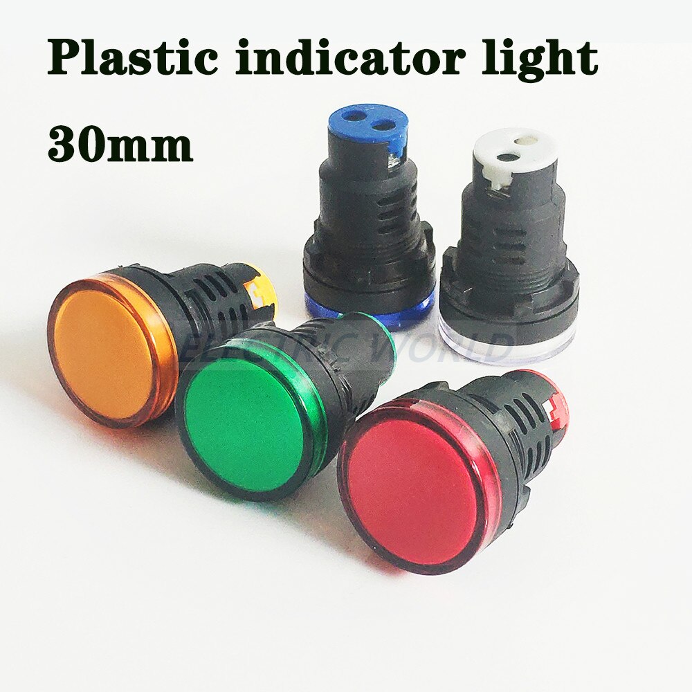 LED Metal Indicator light 30mm waterproof Signal lamp power light DC12V DC24V AC220V red yellow blue green indication lamp