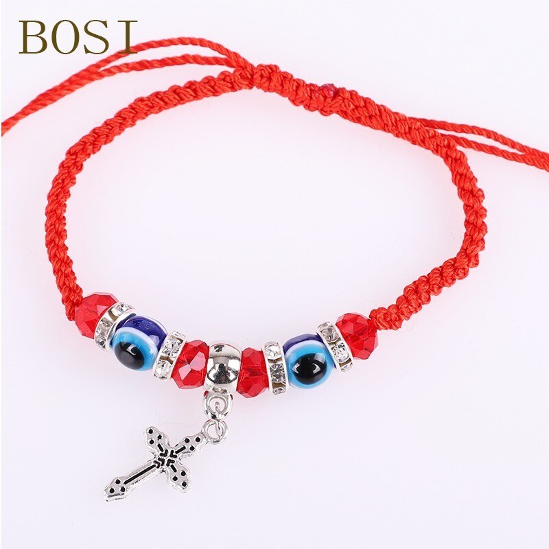 Kreuz Charme Armbänder Frauen freundlicher Glück verrotten Gewinde Schnur Bösen augen Armbinde Korn Armbinde Schmuck Einstellbar