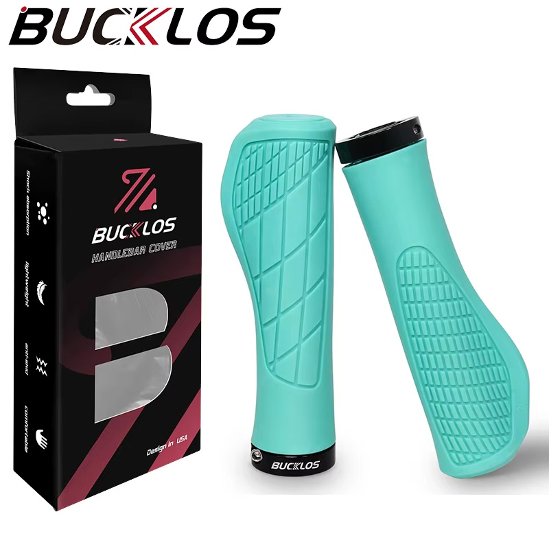 BUCKLOS Bicycle Handlebar Grip Ruber Bike Handle Bar Grips Shock Absorbing Lockable MTB Cuffs Cycling Accessories: green