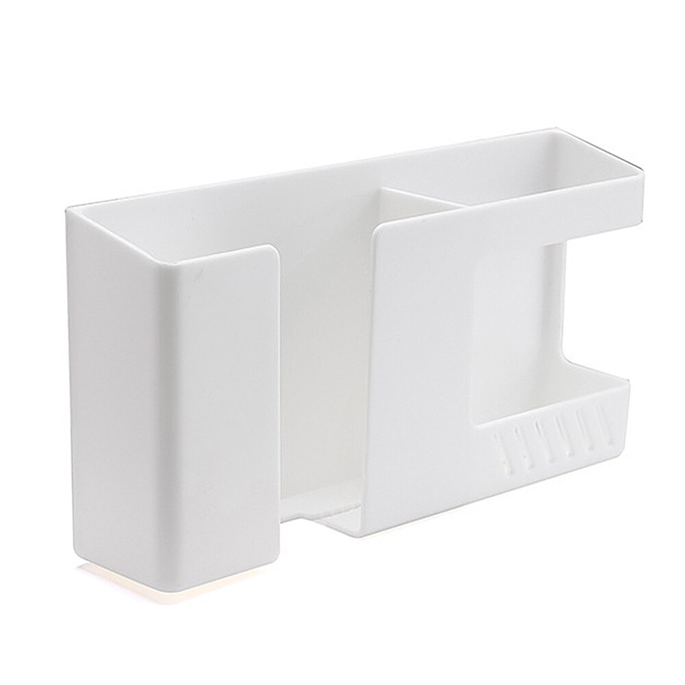 4/2/1 pcs punch-free mobile phone holder wall mount stand remote control organizer storage box charging night container rack: 1 pc white c