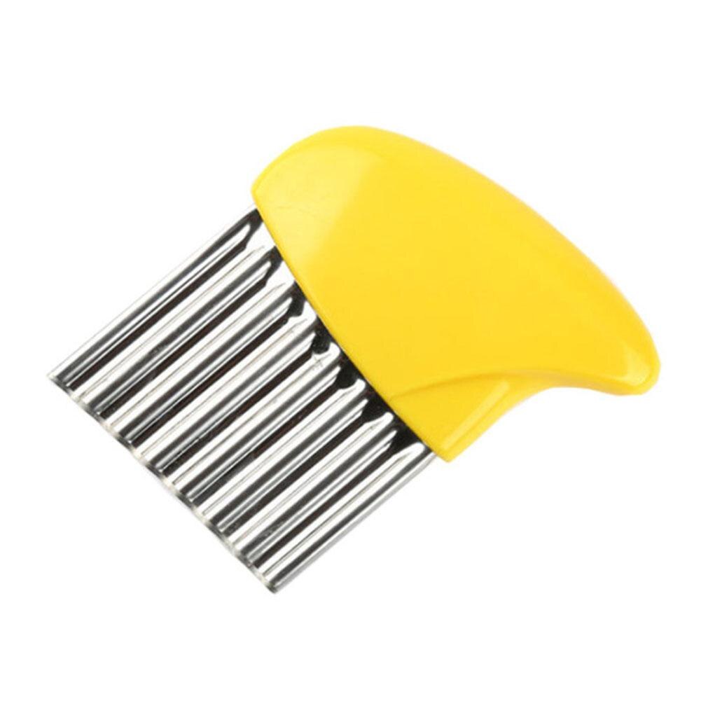 Stainless steel wave cut potato knife kitchen tool wave knife shredder: Yellow
