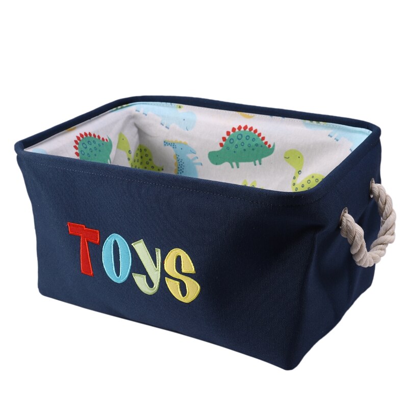 Big Dinosaurus Cartoon Canvas Opslag Mand Voor Speelgoed Kind Vouwen Wasmand Vuile Kleren Organizer: Navy Blue