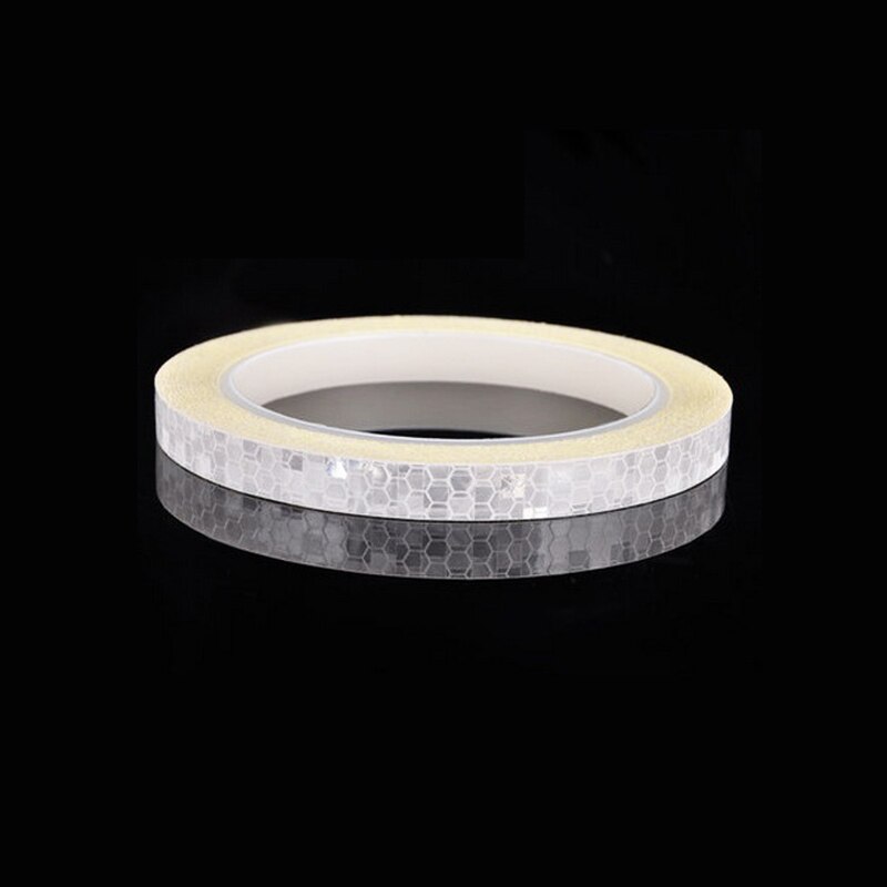 Fluorescerende Fiets Reflecterende Stickers Fiets Reflecterende Tape Mtb Lijm Reflectoren Tape Strips Fietsen Velg Decor: White 1cm 8m