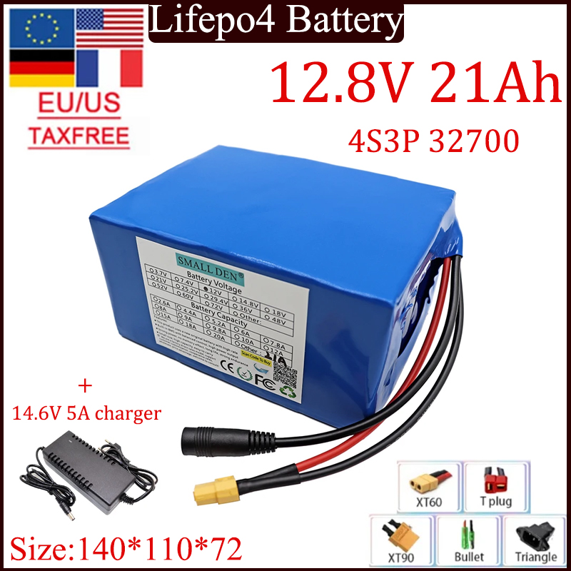 4S3P-32700 12.8V 21A Lifepo4 battery pack built-in charge and discharge 30A BMS toy car solar light golf cart 12V supply