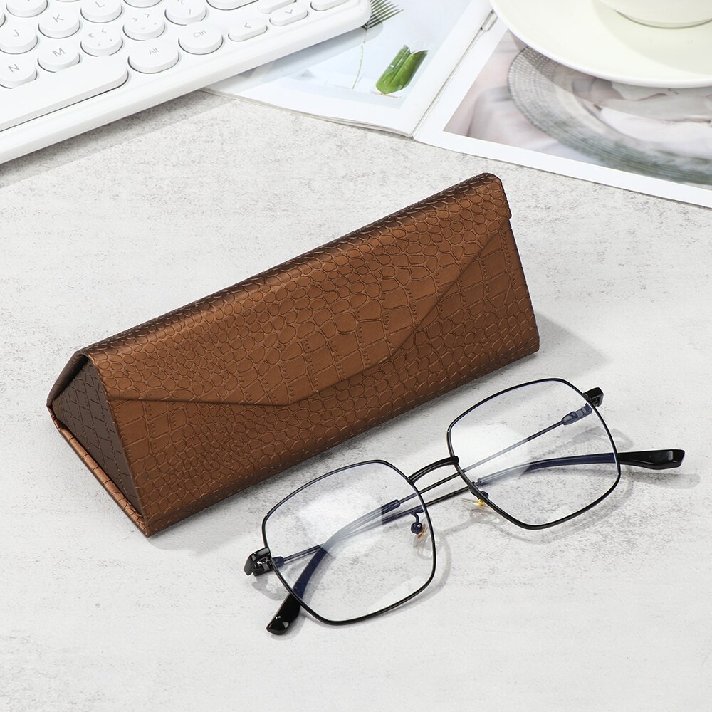 1 Pcs Crocodile Texture Folding Triangle Sunglasses Box PU Waterproof Eyewear Case Protective Glasses Box Eyeglasses Organizer