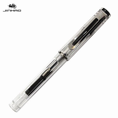 JINHAO 599 fountain Pen School Office supplies man women luxury brand writing pens business pen with 5pcs ink sac: Transparent white