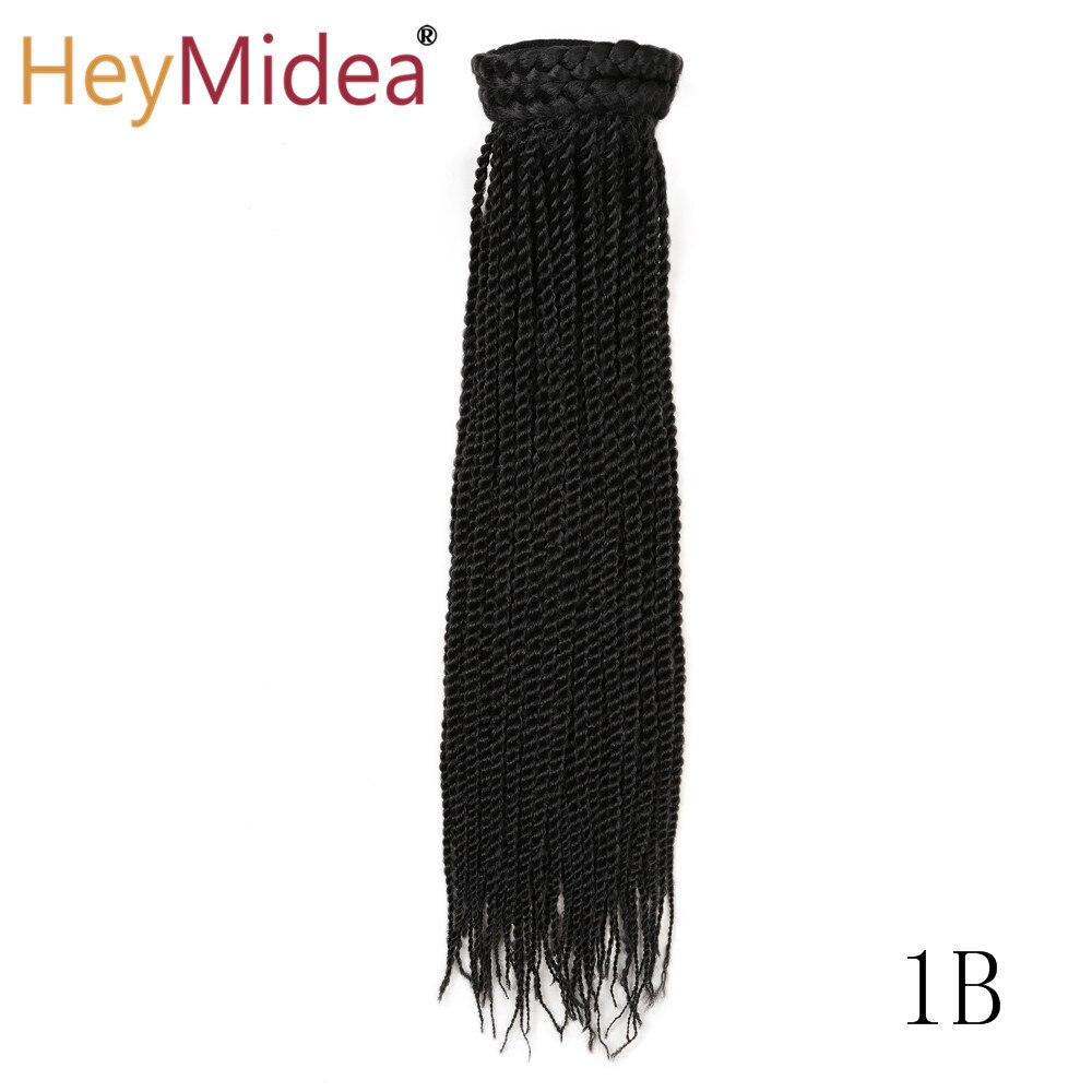 Braided Drawstring Ponytail 20''Box Braids Ponytail Bun Clip-in Afro Natural Ponytail Crochet Braided Hair Extensions for Woman: 1B