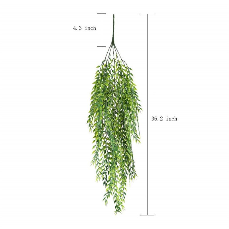 Artificial Willow Leaves Faux Foliage Plastic Greenery Garland Wall Porch Patio Arch Balcony Basket Garden Party Wedding Decor