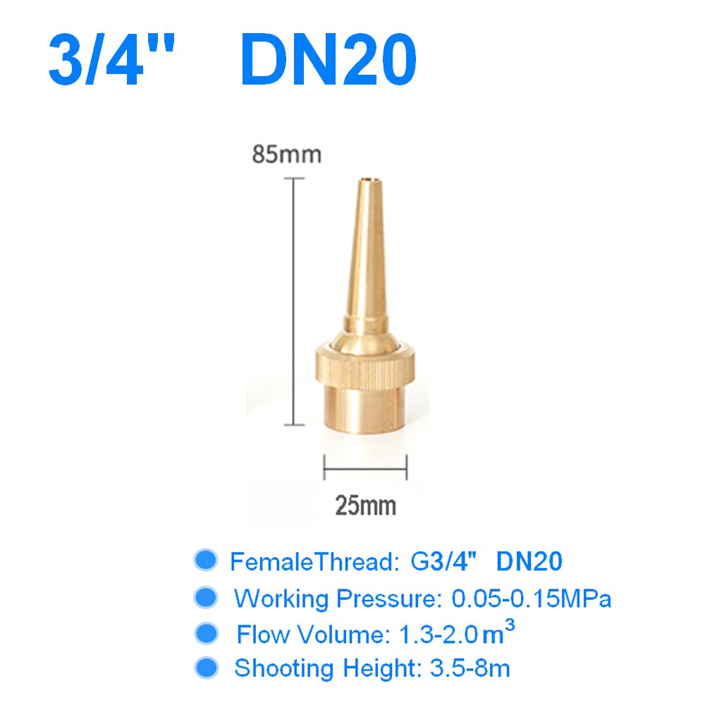 Female Thread G1/2" 3/4" 1.0" 1.5" Adjustable Fountain Nozzles Brass Decorative Water Fountains Head Garden Water Jet Pond: G3-4 DN20