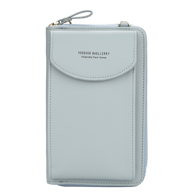 Carteira feminina para sempre baellery, carteira vertical para smartphone com zíper, bolsa de mão: Light Blue