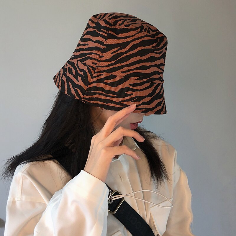 Zwart Wit Koe Zebra Patroon Emmer Hoeden Visser Caps Voor Vrouwen Zomer Luipaard Panama Emmer Hoed