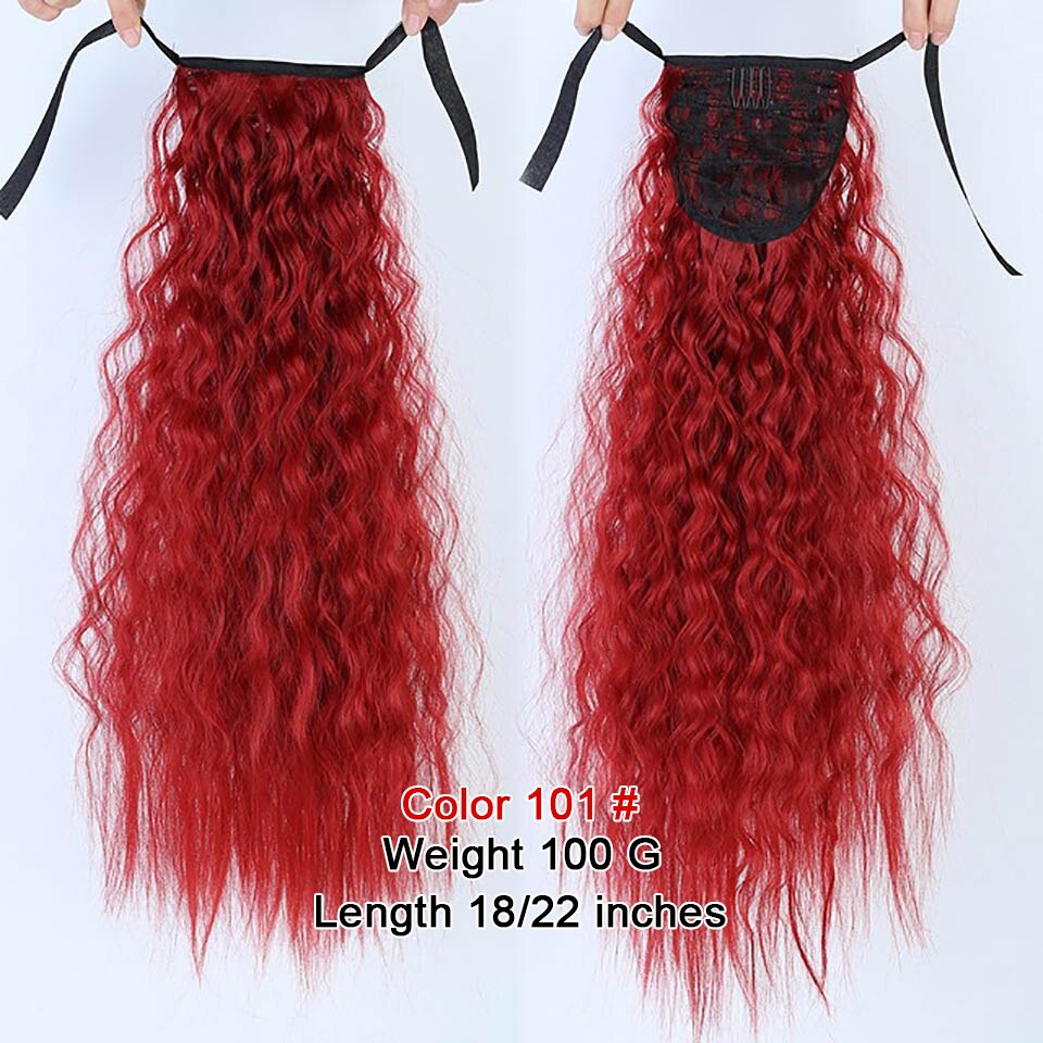 AOOSOO Corn wave long ponytail synthetic wig bag high temperature resistant silk hair extension brown ponytail blond wig: 101 / 22inches
