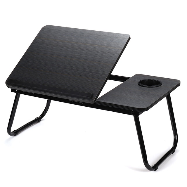 Adjustable Folding Laptop Table Notebook Desk Breakfast Serving Bed Trays Foldable Computer Desk Stand Lazy Bed Tray: black