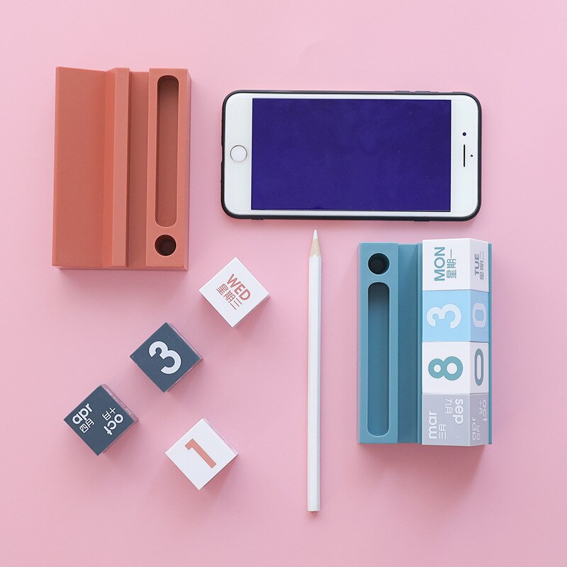 Kontor vintage hjemme kalender multi-funktion mobiltelefon holder ornamenter diy flip studie dekoration