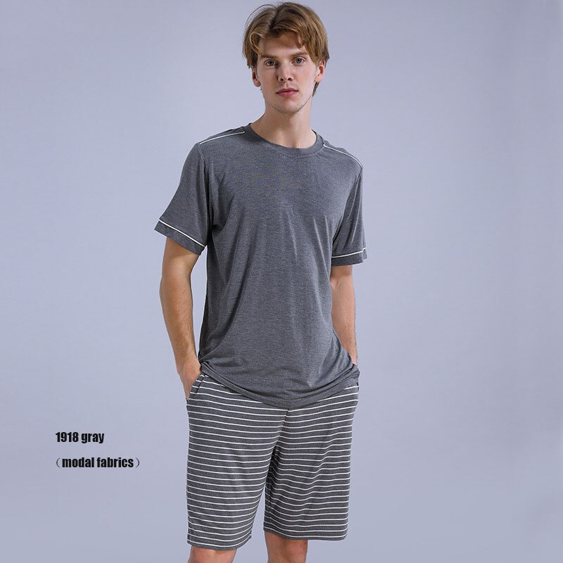 Summer Men Pajamas Short Sleeve Male Pajama Set Pure Cotton Pajama For Men Sleepwear Suit simple Homewear L-XXXL: XL