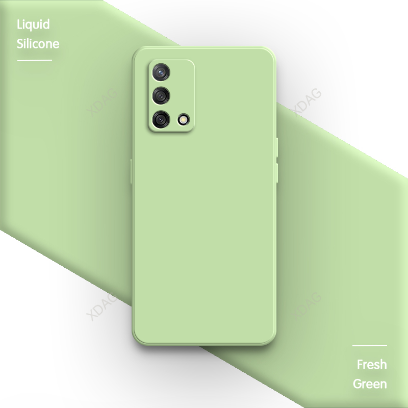 Klassische flüssigsilikon-handyhülle für oppo  f19 (chp 2219, cph 2219) , kameraschutz, rückseite, weiche, quadratische 6.43 einfarbige schutzhülle: Grün