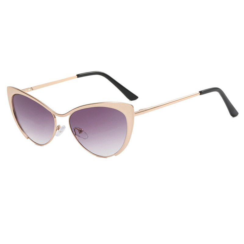 Shauna Anti-Blauw Licht Mode Vrouwen Cat Eye Optische Brilmonturen Lente Hinger Metalen Gradiënt Zonnebril UV400: Roze