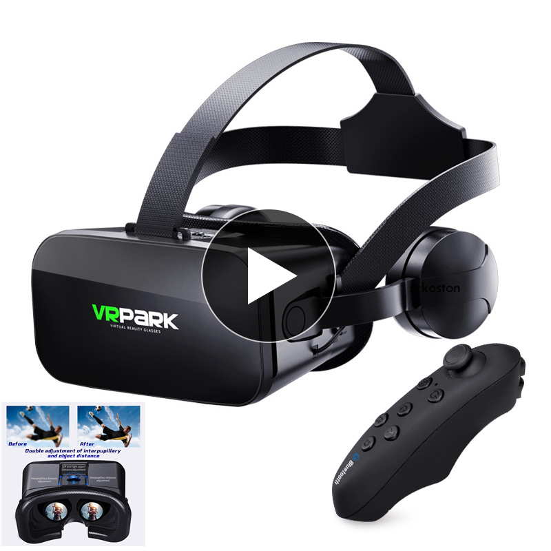 VR Virtual Reality 3D Glasses Box Helmet Stereo Headset Devices Wireless Rocker VR Glasses For Smartphones iOS Android Phone