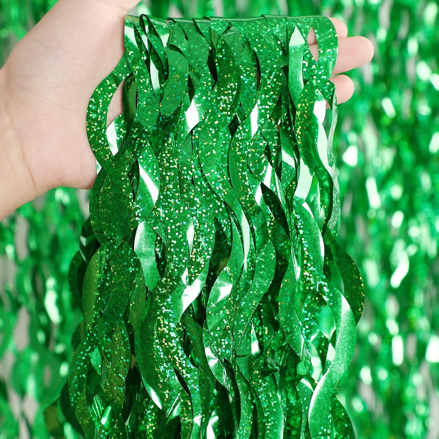 Cortinas con flecos de lámina de oropel brillante, telón de fondo con flecos de lámina de Metal azul y morado, cortinas de pared para Baby Shower, telón de fondo de de sirena