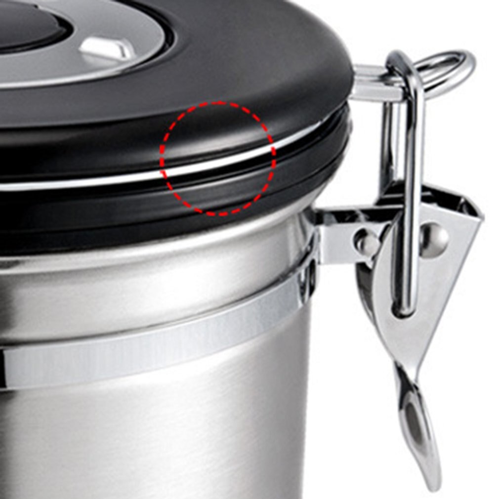 Stainless Steel Coffee Bean Sealed Tank Coffee Storage Tank With Exhaust Valve Dried Fruit Sealed Box Silver 800Ml
