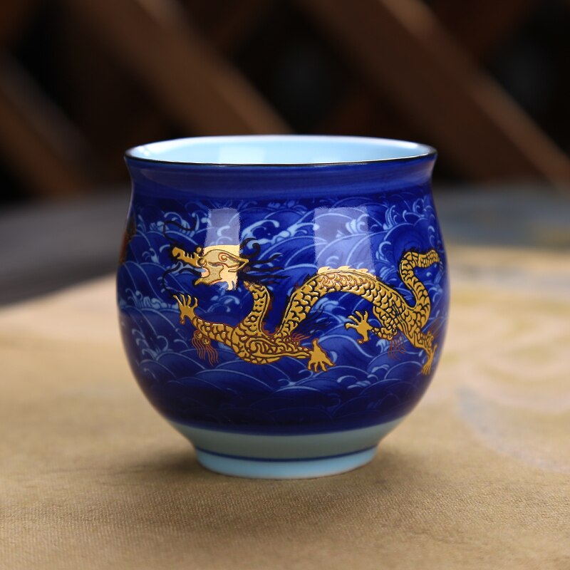 2 Stks/partij Thee Set Retro Thee Set Chip Kopje Thee Dubbele Isolatie En Anti Thuis Koffie Cups Chinese dragon Drankjes: H