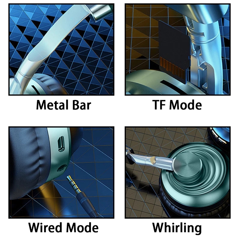 Draadloze Hoofdtelefoon Met Mic Audifonos Hifi Bluetooth 5.0 Headset Metalen Gaming Koptelefoon Sport Opvouwbare All-Inclusive Oortelefoon