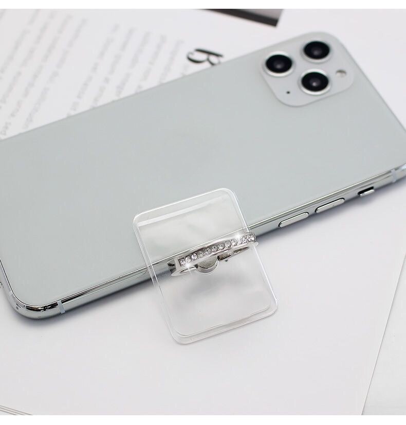 Finger Ring Mobile Phone Smartphone Stand Holder Cell Smart Round Phone Ring Transparent Cat Holder Heart Socket Car Mount Stand: A21-Square