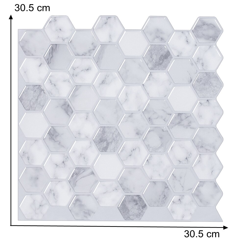 Casca e vara toalete backsplash impermeável e à prova de óleo decorações para casa fácil de instalar papel de parede telhas hexagonais: T80516
